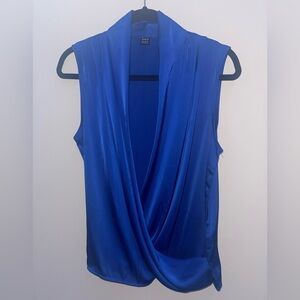 Blue Sleeveless Drape Top